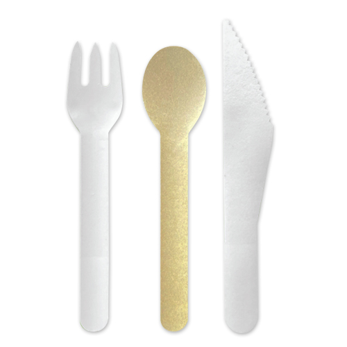 PAPER WHITE/ BROWN 15.6 CM SPOON / FORK / KNIFE